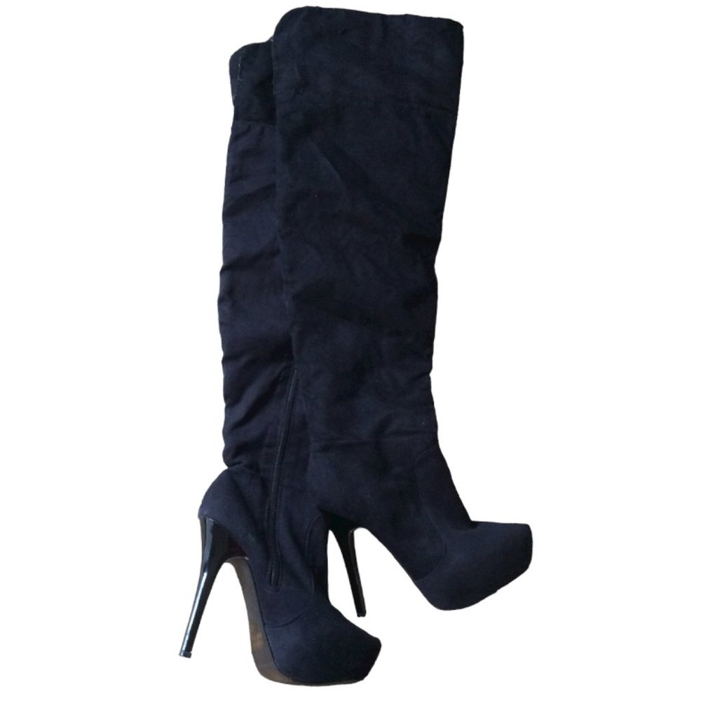 Thigh High Black Heeled Boots